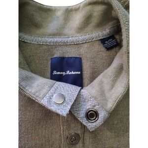 Tommy Bahama Snap Pullover Sweater Tan Long Sleeve Shirt Mock Turtleneck Mens XL